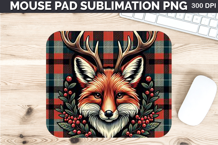 Watercolor Fox stock Mouse Pad Sublimation - Christmas PNG