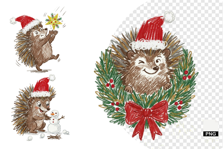 Christmas Hedgehog Clipart