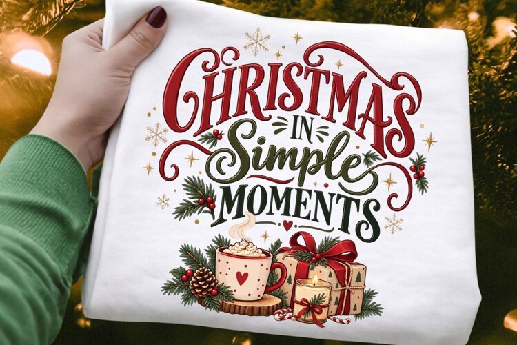 Christmas in Simple Moments PNG, Cozy Holiday Coffee & Gift example image 1