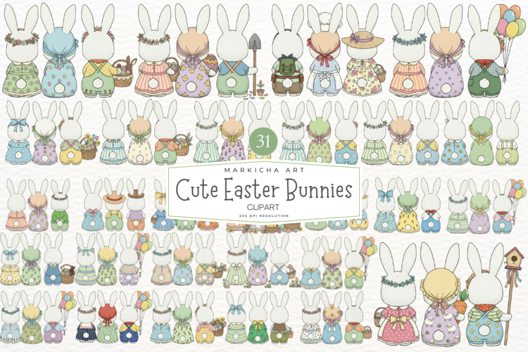 Cute Easter Bunnies Clipart