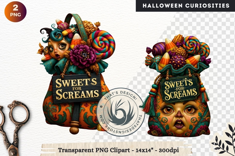 Surreal Halloween Character Cliparts Spooky Curiosities