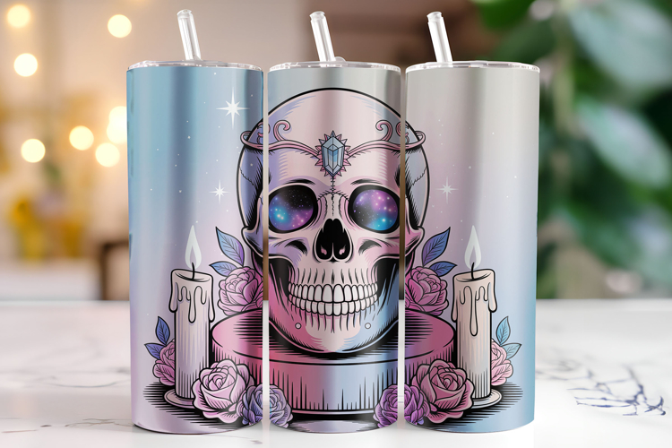 Halloween Skull Tumbler Wrap | Sublimation | Tumblers example image 1