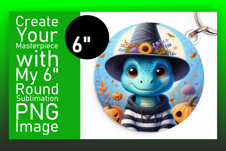 Cute Round Design Coaster Template , Halloween Dino