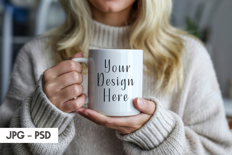 Hands Holding Mug Mockup PSD JPG