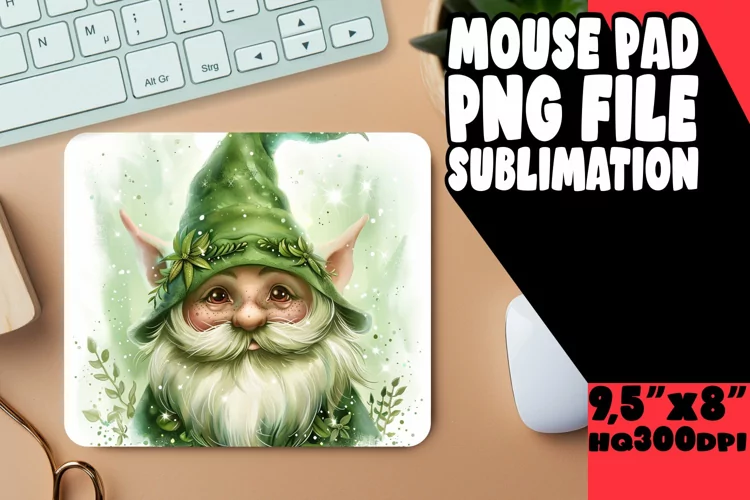 Cozy Companions: Gnome Mouse Pad Design Sublimation PNG