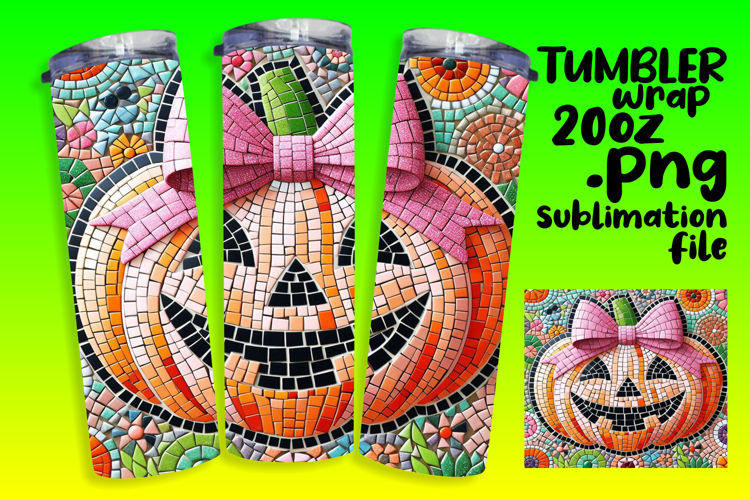 VIBRANT 20oz Tumbler Artwork for DIY , Cute Pumpkin
