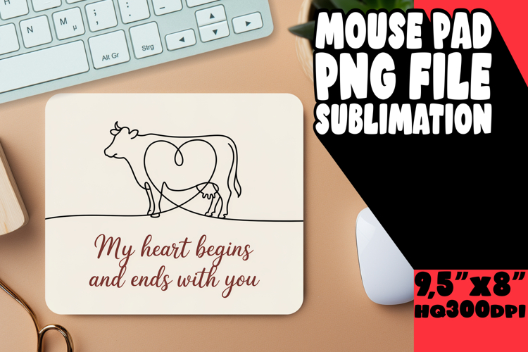 ENCHANTED DESK PAD PNG DESIGN, Cute Cow