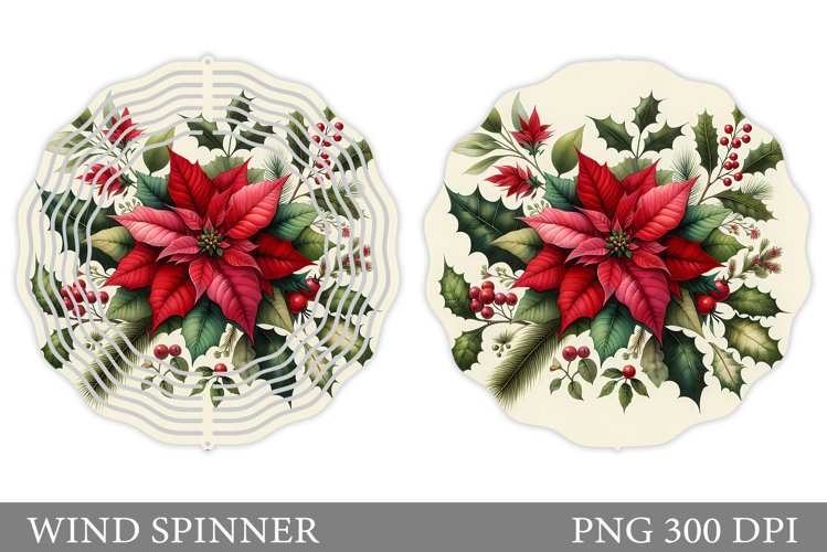 Poinsettia Wind Spinner Design. Christmas Wind Spinner example image 1