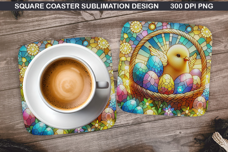Chicks Coaster Sublimation, Easter Coaster PNG Design
