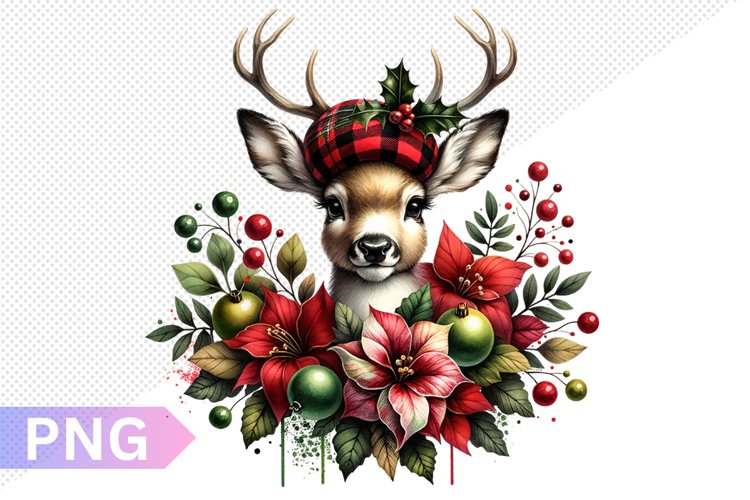 Christmas Deer Sublimation - Clipart PNG Design