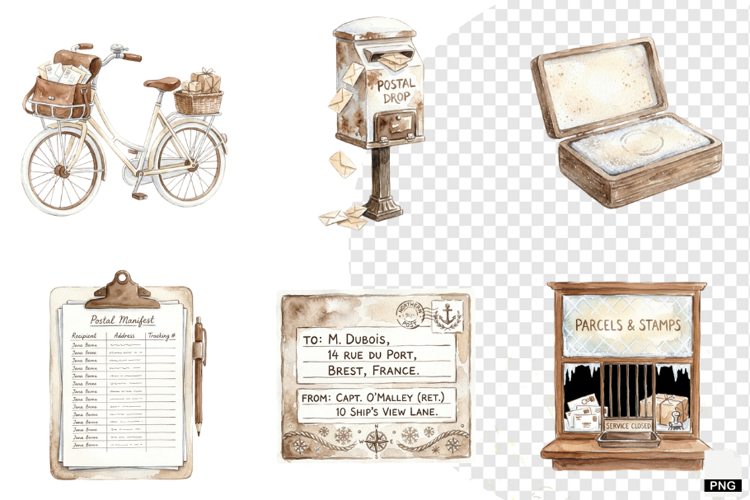 Winter Morning Mailbox Clipart