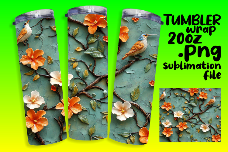 20oz Customizable Tumbler Design , 3D Flower