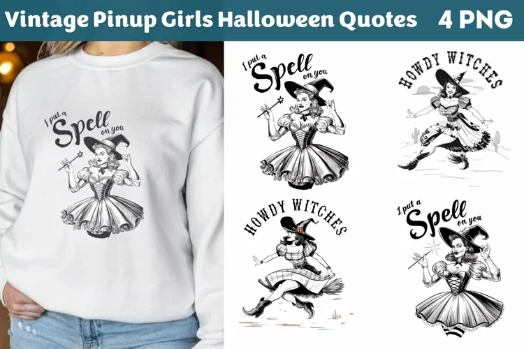 Vintage Pin-up Girls Halloween, Halloween Sublimation