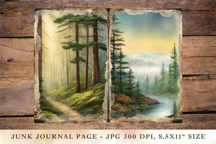 Printable Junk Journal Pages misty forest 9