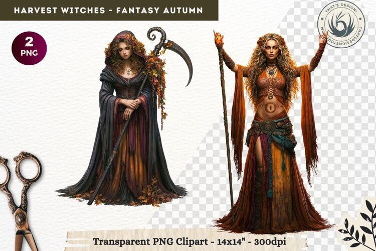 Harvest Witch Clipart Autumn Cottagecore Apothecary PNG RPG example image 1