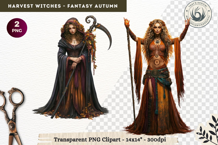 Harvest Witch Clipart Autumn Cottagecore Apothecary PNG RPG
