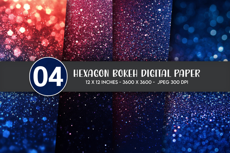 Hexagon Bokeh Digital Paper example image 1