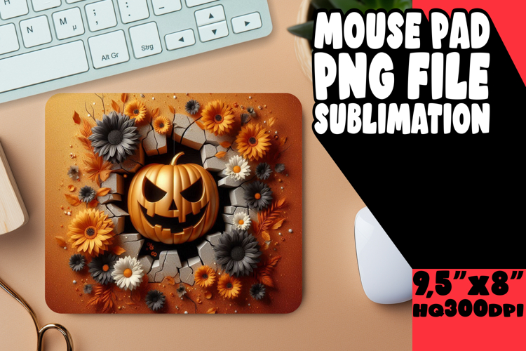Sweet Mouse Mat Sublimation PNG, 3D Pumpkin