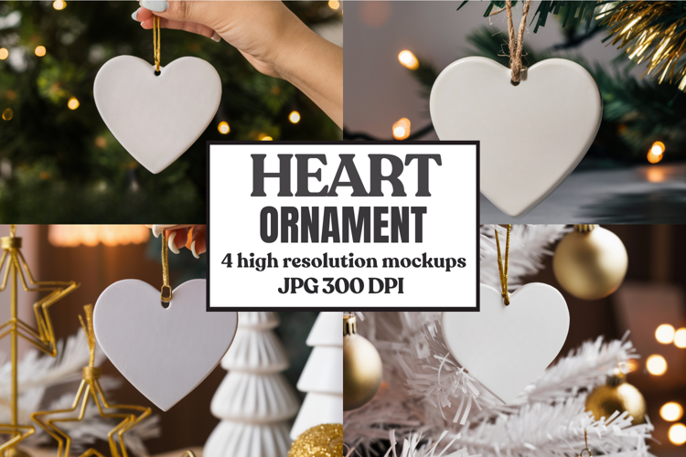 Holiday Love Heart Ornament Mockups | Romantic Christmas Tre
