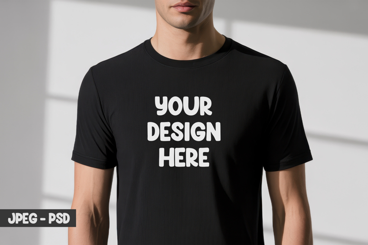 Black T-Shirt PSD Mockup Studio Fit