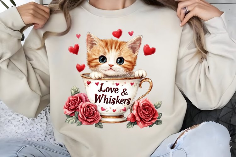 Valentines Day Kitty Cups Clipart PNG