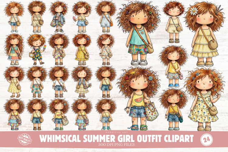 Whimsical Summer Girl Outfit Clipart