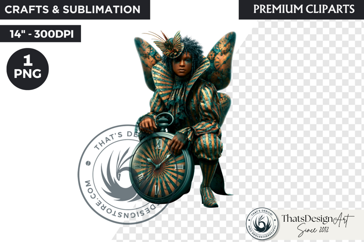 Steampunk Rococo Fairy Clipart, fantasy Fae Graphic