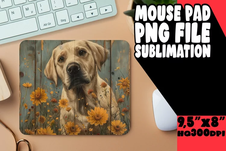 Cute Canine Wood Sublimation Mouse Mat