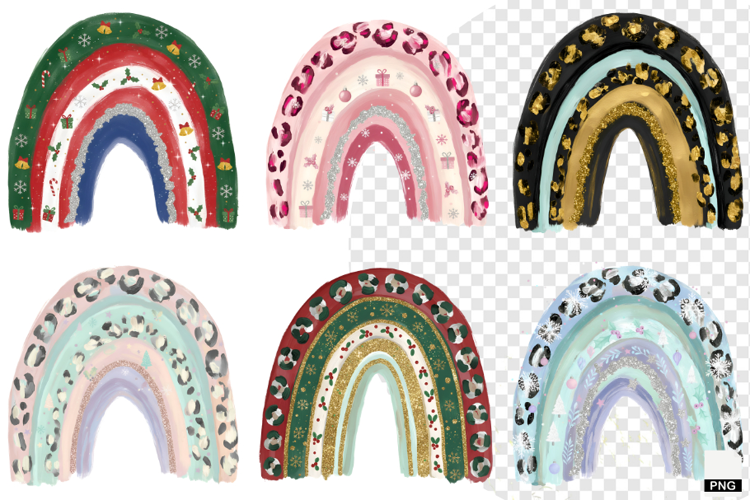 Christmas Rainbow Brushstrokes Clipart