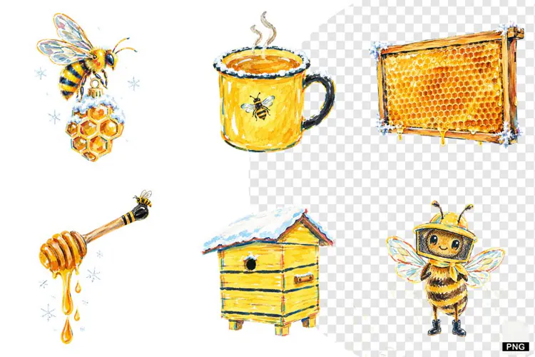 Winter Bees Garden Clipart