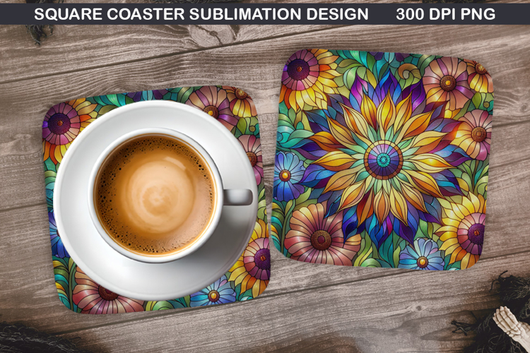 Flowers Coaster Sublimation, Spring Coaster PNG Design