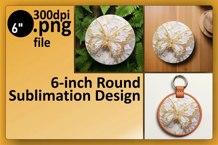 Round Ornament Delights: Sparkling 3D Butterfly