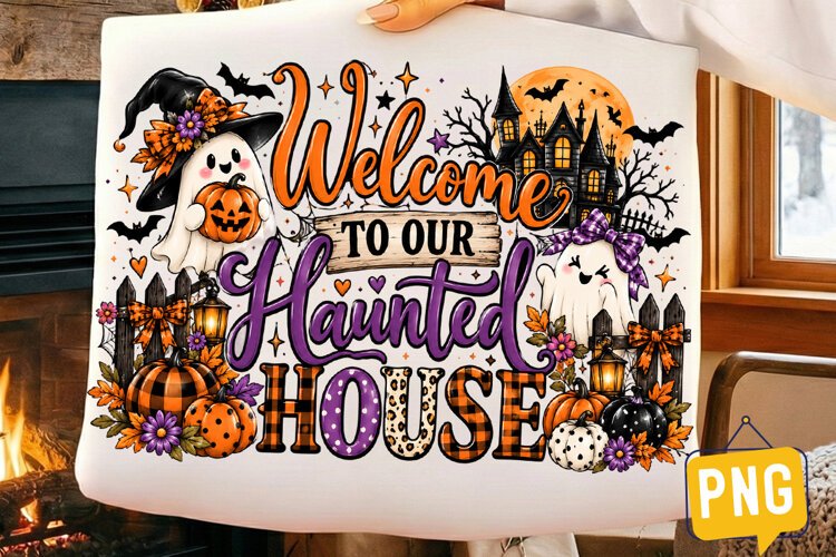 Welcome to Our Haunted House PNG, Ghost Witch Pumpkin Haunte example image 1