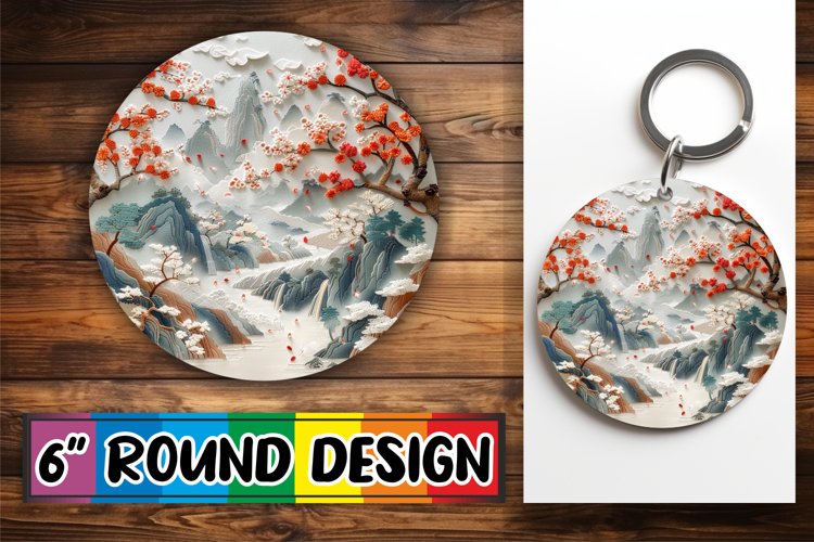 3D Embroidered Beauty Sublimation Circle Kaychain View example image 1