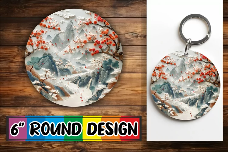 3D Embroidered Beauty Sublimation Circle Kaychain View