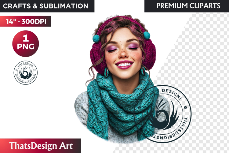 Cosy Winter Girl Clipart, Fashion Girl PNG, christmas