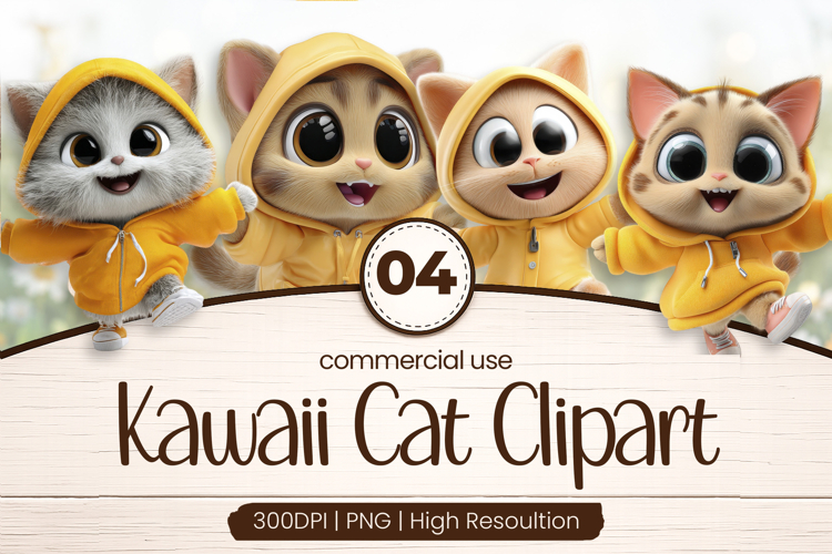 Cozy Hoodie Kittens Clipart Sublimation PNG