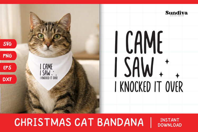 Christmas Cat Bandana Quotes SVG | I Knocked It Over