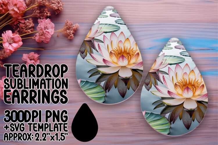 Lovely Teardrop Earrings Design Template , Flowers example image 1