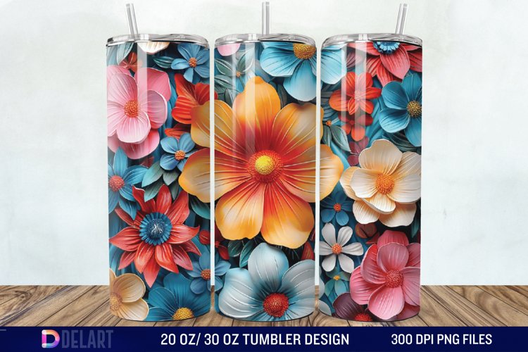 3D Painted Flower Tumbler Wrap example image 1