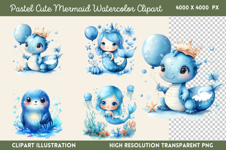 Cute Mermaid Clipart Image 14