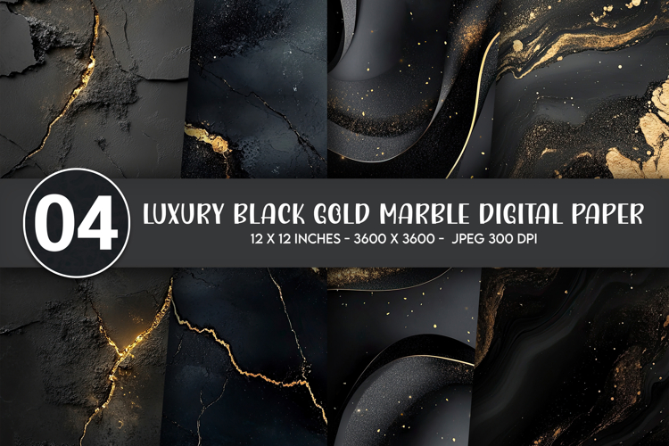 Luxury Black Gold Marble Digital Paper