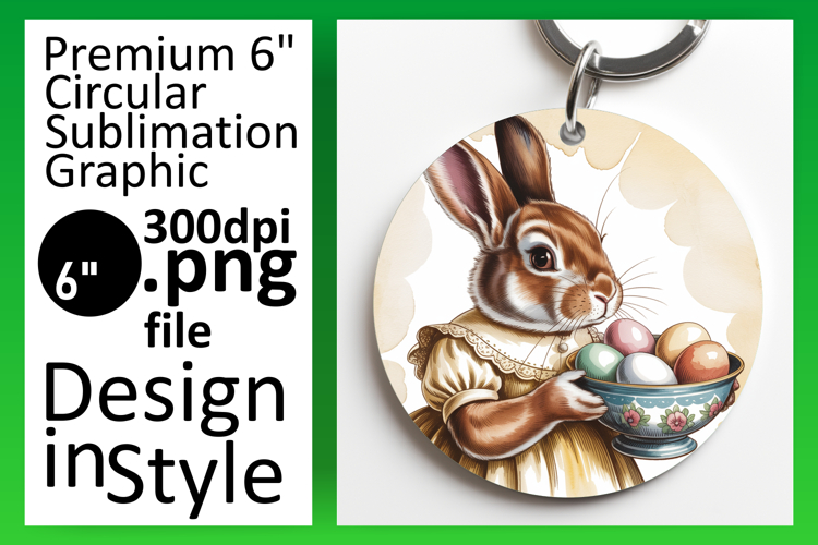 Dynamic Keychain Circle PNG Design , Easter Bunny