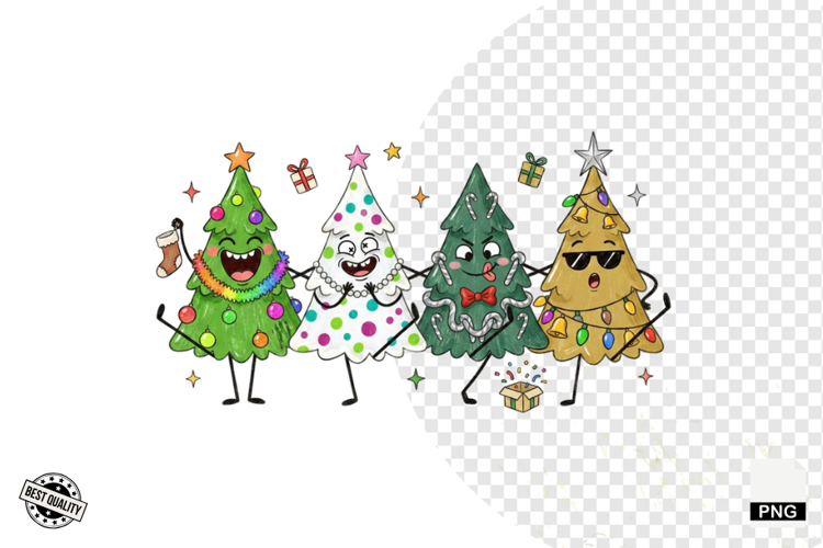 Cartoonish Christmas Trees Clipart example image 1