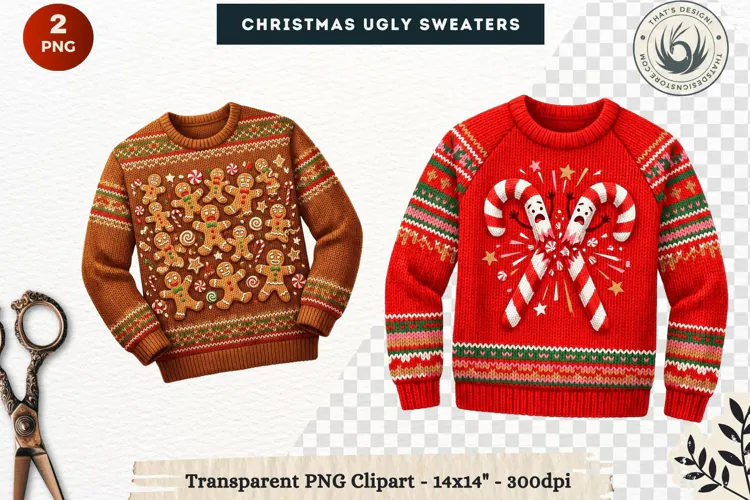 Christmas Ugly Sweaters Clipart Holiday Winter Sweater PNG