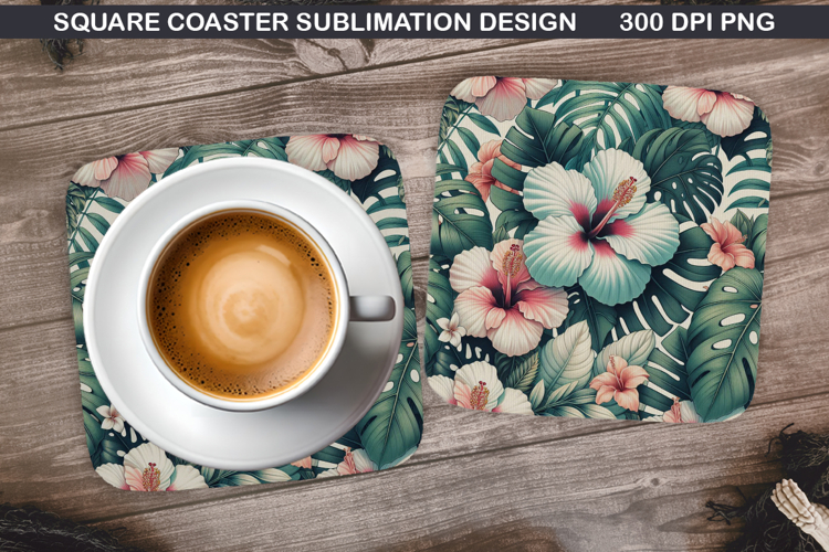 Flowers Coaster Sublimation, Spring Coaster PNG Design