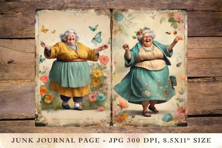 Printable Junk Journal Pages Fat Lady 1