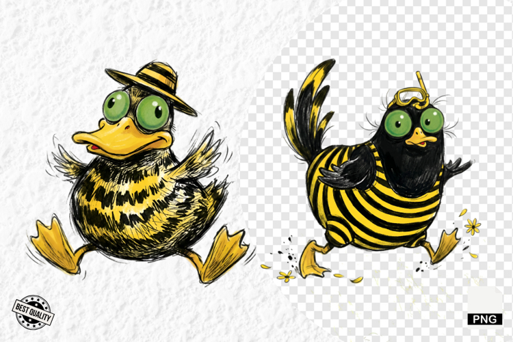 Whimsical Summer Duck Png Clipart