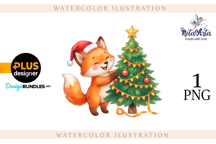 Illustration of a cute Christmas fox