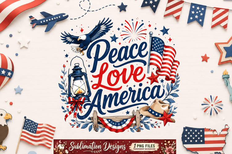 Peace Love America Design,Peace Love America Sublimation